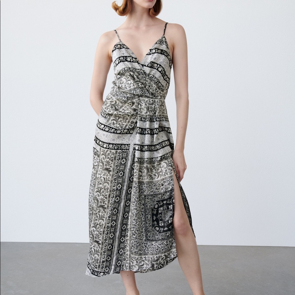 Zara midi patterned wrap dress